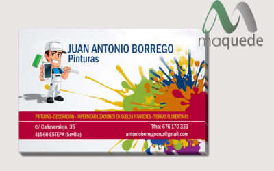 Diseño e impresión de 500 tarjetas de visita para Pinturas Juan A. Borrego