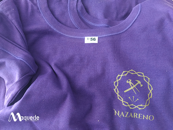 20 camisetas cuello barco para costalero serigrafiadas para Cortegana (Huelva)