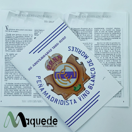 Diseño, maquetación e impresión de 250 revistas para la Peña Madridista «Vino Blanco» de Moriles